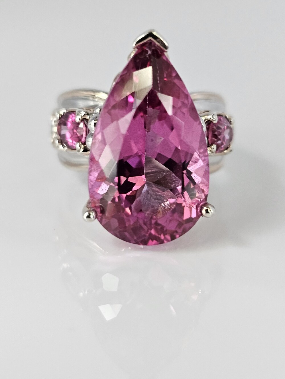 Gems En Vogue Pink Topaz 18K Rose Gold Palladium Sterling Silver Ring Size 7!